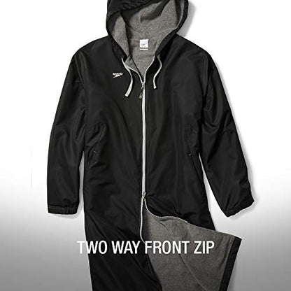 Speedo womens Parka Jacket Fleece Lined Team Colors Swimsuit, Speedo Black, Large US
