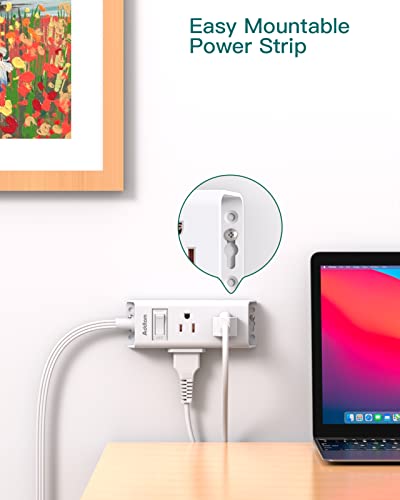 Flat Extension Cord - Addtam 5 ft Ultra Flat Plug Power Strip with 6 Outlets Extender, No Surge Protector for Cruise Ship, Travel, Dorm Room Essentials(2 Pack)