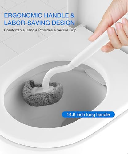 Toilet Bowl Brush and Holder, OSCIOSS Toilet Brush Set with Ergonomic Design, Compact Size, Durable Bristles, Toilet Brushes & Holders for Dead Corner Clean, White