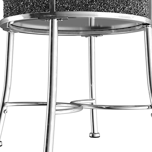 Hillsdale Furniture Roma Chrome 16-Inch Vanity Stool for Make up Room or Bathroom, Chrome
