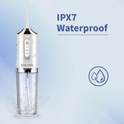 Water-Flosser-Cordless-Teeth-Cleaner MAKJUNS Water Dental Flosser with 3 Modes 4 Jets Rechargeable IPX7 Waterproof Dental Oral Irrigator for Travel Home Braces(Luxury White)