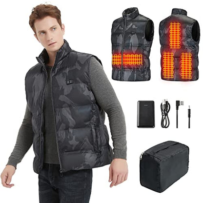 Sooyinpaint Men's Heated Vest,USB Charging Lightweight Heated Jacket with 12000mAh Battery Pack,Heating Clothing for Hunting(Large)