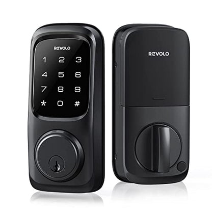 Revolo Door Locks with Touchscreen Keypads, Keyless Entry Door Lock, Electronic Keypad Deadbolt for Front Door, BHMA Certified, All-Metal Construction, Auto Lock, Easy to Install, Matte Black