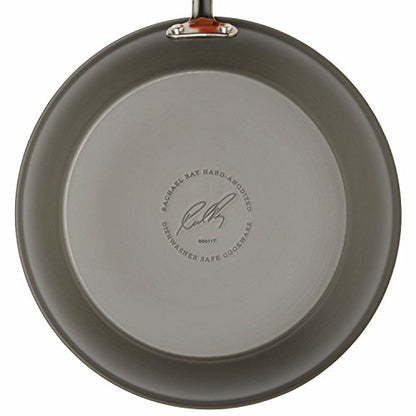 Rachael Ray Brights Hard Anodized Nonstick Frying Pan / Fry Pan / Hard Anodized Skillet - 8.5 Inch, Gray with Orange Handles