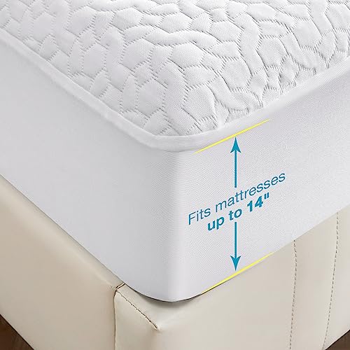 Mooreeke Premium 100% Waterproof Luxury Tencel Mattress Protector Twin Size Breathable Mattress Pad, Deep Pocket Fitted Mattress Cover Smooth Noiseless Softer Than Terry Cotton Bamboo Machine Washable
