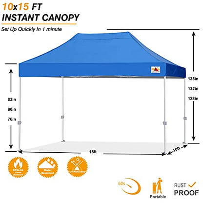 ABCCANOPY Commercial Aluminium Ez Pop Up Canopy Tent 10x15 Premium-Series, Royal Blue