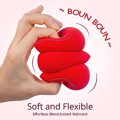 BEAKEY 5 Pcs Makeup Sponges Set, Latex-Free Blender, Perfect for Liquid, Cream, Powder, Soft Wonder Blender Boun Boun Beauty Sponges, Beauty Gift Set