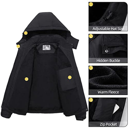 CAMEL CROWN Women's Ski Jacket Thicken Winter Snow Coat Warm Fleece Mountain Waterproof Female Jacket Hooded Windbreaker
