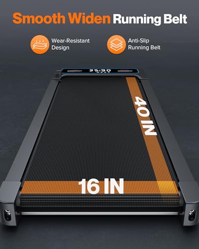 Under Desk Walking Pad Treadmill: [Voice Controlled] Smart Incline Treadmill Works with ZWIFT KINOMAP WELLFIT APP for Home Office - 265Lbs Capacity Quiet Treadmills with LED Screen Remote Control