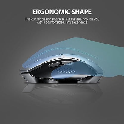 INPHIC Bluetooth Wireless Mouse, 3 Modes Bluetooth 5.0&4.0 Mouse 2.4G Rechargeable Mouse with 6 Button, Upgraded Battery Level Visible Ergonomic Computer Mouse for Laptop, Mac, PC etc.
