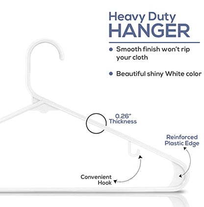 Utopia Home Plastic Hangers 30 Pack - Clothes Hanger with Hooks - Durable & Space Saving - Heavy Duty White Hangers for Coats, Skirts, Pants, Dress, Etc.