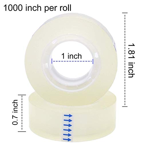OWLKELA 6 Rolls Transparent Tape Refills, Clear Tape, All-Purpose Transparent Glossy Tape for Office, Home, School