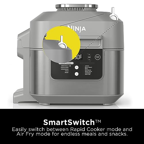 Ninja SF301 Speedi Rapid Cooker & Air Fryer, 6-Quart Capacity, 12-in-1 Functions to Steam, Bake, Roast, Sear, Sauté, Slow Cook, Sous Vide & More, 15-Minute Speedi Meals All In One Pot, Sea Salt Gray