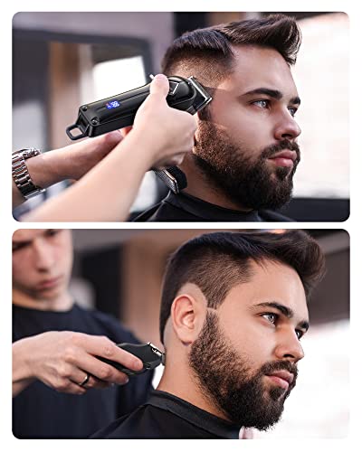 GLAKER Professional Hair Clippers and T-Blade Trimmer, Cordless Mens Hair Clippers for Women Kids, Barber Clippers Rechargeable Fading Clippers with 15PCS Guards