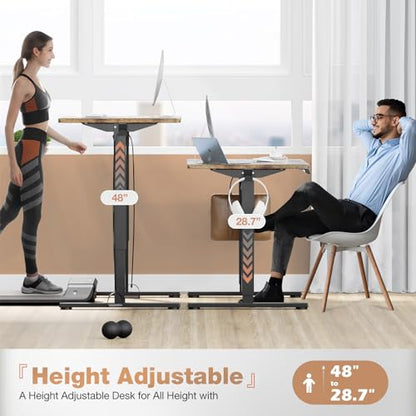 DUMOS 55 Inch Electric Standing Office Desk Height Adjustable Sit Stand up PC Workstation Wood Computer Work Table for Home Bedroom Gaming Room