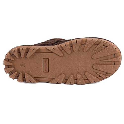 Footsuite Women's Knitted Memory Foam Scuff Mule Slipper with Faux Fur Lining, Slip-on Outdoor Indoor House Shoes(Coffee, 9-10)