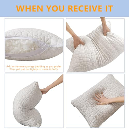 RGTIME Shredded Memory Foam Pillows, King Size Set of 2,Adjustable Bed Pillows for Side Back Stomach Sleepers,Comfy Cooling Pillows for Sleeping with Washable Cover…