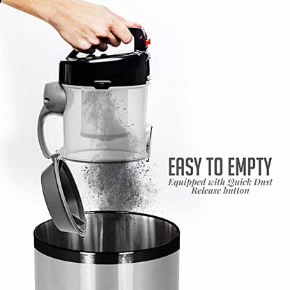 Ovente Electric Bagless Lightweight Canister Vacuum Cleaner 1.5L Dust Cup, Portable Corded Suction Vacuum Machine Easy Clean with Cleaning Tool & Extra Sofa Pet Brush, Black ST2010