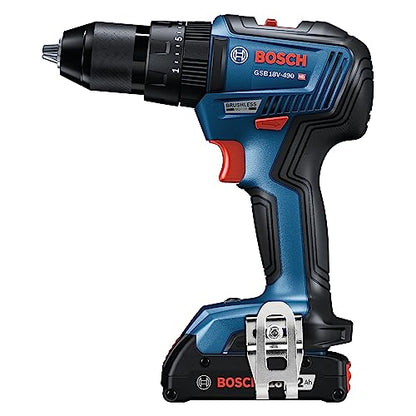 BOSCH GSB18V-490B12 18V EC Brushless 1/2 In. Hammer Drill/Driver Kit with (1) 2 Ah Standard Power Battery