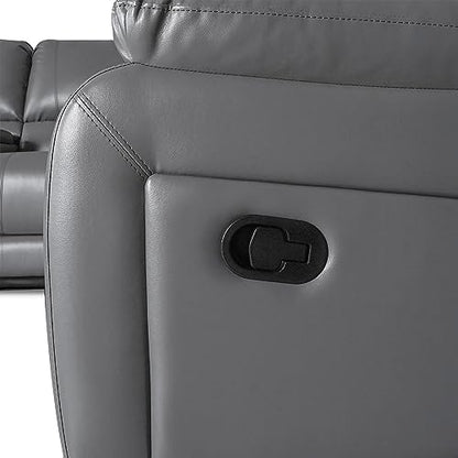 UR livingroom Modular Sectional Sofa PU Leather Manual Recliner Sofa Symmetrical Sectional Couches for Living Room Livingroom Furniture Sets, Grey