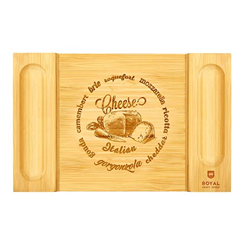 ROYAL CRAFT WOOD Charcuterie and Cheese Board - Large Bamboo Cheese Board - Serving Tray Platter - House Warming Gifts New Home - 15.5 x 10 inch