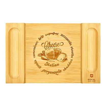 ROYAL CRAFT WOOD Charcuterie and Cheese Board - Large Bamboo Cheese Board - Serving Tray Platter - House Warming Gifts New Home - 15.5 x 10 inch