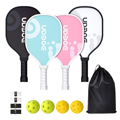 Boean Pickleball Paddles, Pickleball Paddles Set of 4 with Pickleball Balls, Hand Glues and Carry Bag, Premium Wood Pickleball Racket Play with Family, Pickleball Set Gifts for Friends