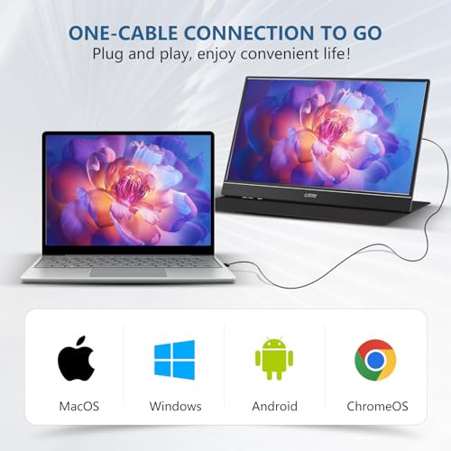 G-STORY 14" Portable Dual Monitor for Laptop Screen Extender 1080P Full HD One USB-A Cable Connect for 11.6-16Inch Laptop Portable Workstation(Dual Screen)