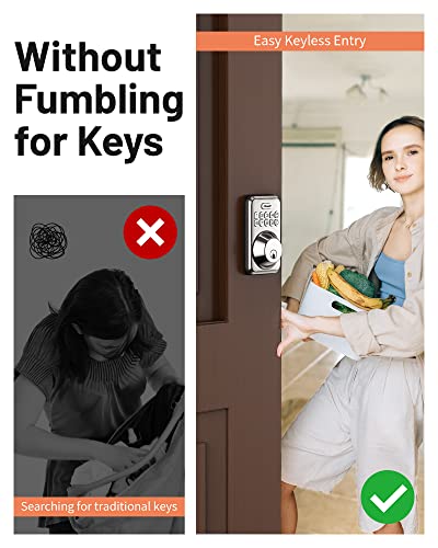 Keyless Entry Lock for Front Door, Zowill Electronic Keypad Deadbolt Smart Auto Lock, Anti-Peeping Password, 20 Customizable User Codes, IP54 Weatherproof, Easy to Install , Satin Nickel