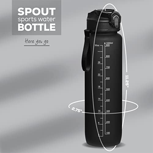 YOU GOT THIS LIVING Motivational Sports Water Bottle with Spout & Carry Handle, 32 oz/1L Water Bottle, One Hand Click Open, Achieve All-Day Hydration SpillProof,BPA FREE