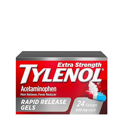 Tylenol Extra Strength Acetaminophen Rapid Release Gels for Pain & Fever Relief, 24 ct