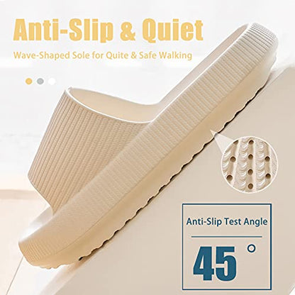Cloud Slippers for Women and Men, Rosyclo Pillow Massage Shower Bathroom Non-Slip Quick Drying Open Toe Super Soft Comfy Thick Sole Home House Cloud Cushion Slides Sandals for Indoor & Outdoor Platform Foam Shoes