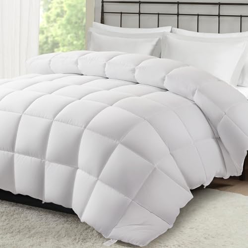 MERITLIFE Comforter Queen Size All Season Soft Down Alternative Comforter Lightweight & Breathable 2100 Series Reversible Duvet Insert with Corner Ties-Machine Washable (White Queen,88"x88")