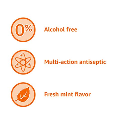 Amazon Basics Multi Action Antiseptic Rinse, Alcohol Free, Fresh Mint, 1 Liter, 33.8 Fluid Ounces, 4-Pack (Previously Solimo)