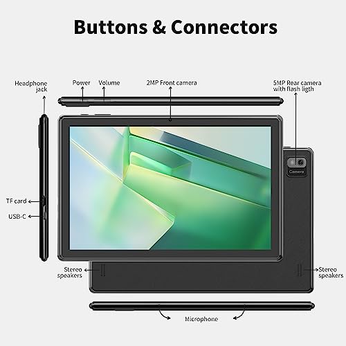 SGIN 10 Inch Tablet, Android 12 Tablets 4GB RAM 64GB ROM with Octa-Core 2.0Ghz Processor, 1280 * 800 Pixel IPS Screen, 2MP+5MP Camera, 6000mAh, GPS, WiFi, Bluetooth 5.0