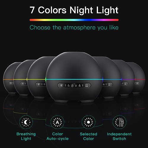 2 Pack Essential Oil Diffuser for Home,200ml Aroma 360 Diffuser & Humidifier with 4 Timers & 7 Colors Night Lights,20dB Silent Working for 10 Hours