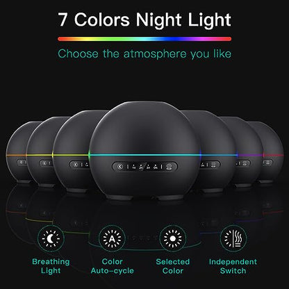 2 Pack Essential Oil Diffuser for Home,200ml Aroma 360 Diffuser & Humidifier with 4 Timers & 7 Colors Night Lights,20dB Silent Working for 10 Hours