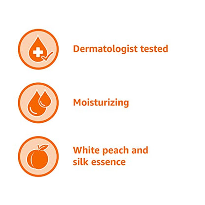 Amazon Basics Silky Smooth Body Wash, Peach and Orange Blossom Scent, 18 Fluid Ounces, Pack of 4