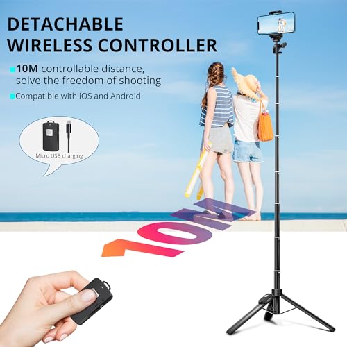 Selfie Stick, 50 inch Selfie Stick Tripod with Wireless Remote, Phone Tripod Stand Compatible with iPhone 15 14 13 12 11 pro Samsung Note 22 10 S23