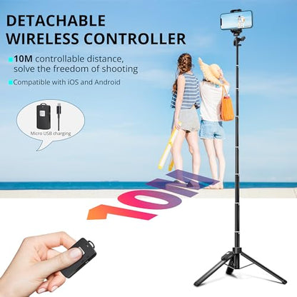 Selfie Stick, 50 inch Selfie Stick Tripod with Wireless Remote, Phone Tripod Stand Compatible with iPhone 15 14 13 12 11 pro Samsung Note 22 10 S23