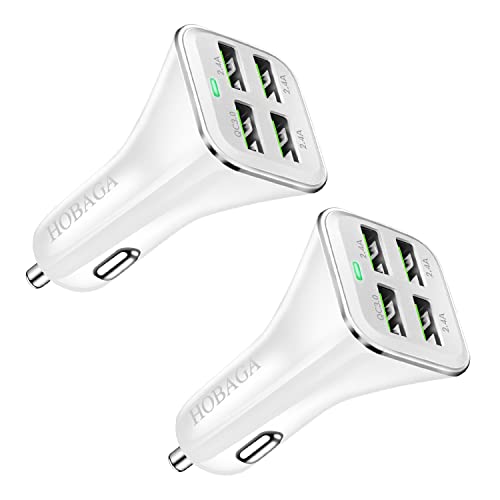 Car Charger Adapter, QC 3.0 USB car Charger, 4-Port Multi 9.6 Amp 48W Fast Car Charger Compatible with iPhone 14/13/12/11 Pro Max, Samsung Galaxy S22 Note20, LG, Pixel [2PACK].