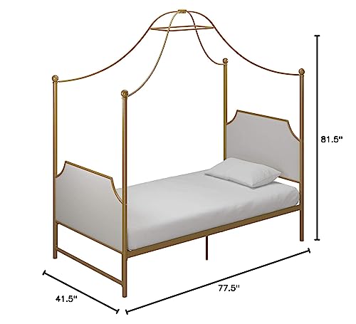 Little Seeds Monarch Hill Clementine Canopy Bed, Twin Size Frame, Gold