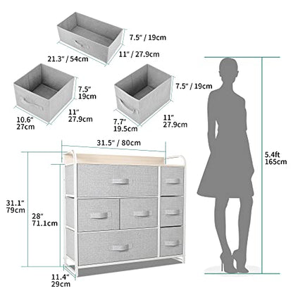 YITAHOME Fabric Dresser with 7 Drawers- Furniture Storage Tower, Chest of Drawer, Organizer Unit for Bedroom, Living Room & Closets - Sturdy Steel Frame, Easy Pull Fabric Bins & Wooden Top