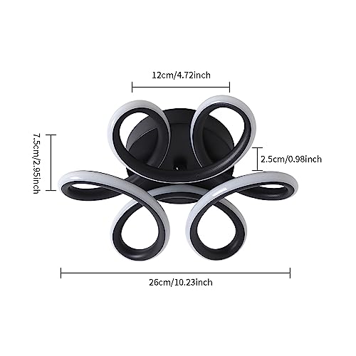 DELIPOP Modern LED Ceiling Light, Black Flowers Design Semi Flush Mount Ceiling Light, 10in 22W Cool Light 6500K Aluminum Ceiling Light Fixtures