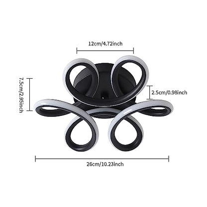 DELIPOP Modern LED Ceiling Light, Black Flowers Design Semi Flush Mount Ceiling Light, 10in 22W Cool Light 6500K Aluminum Ceiling Light Fixtures
