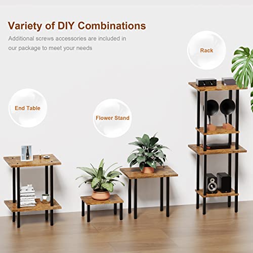 Himix End Tables Living Room Set of 2, Side Tables 2-Tier Bed Side Table/Night Stand, Living Room Furniture Bedside Tables Set for Sofa, Couch, Small Space, Bedroom, Garden, Office, Easy Assembly