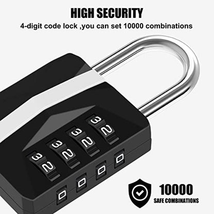 Diyife® 2 Pack Combination Padlock, 4 Digit Metal Combination Lock Waterproof, Steel Plated Clasp & High Security, Resettable Outdoor Lock for Gate, Garage, Gym, Locker, Drawer - Black