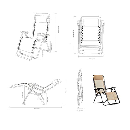 Amazon Basics Outdoor Textilene Adjustable Zero Gravity Folding Reclining Lounge Chair with Pillow, 26", Beige