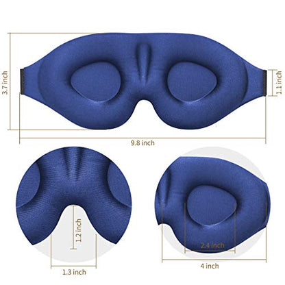 MZOO Sleep Eye Mask for Men Women, 3D Contoured Cup Sleeping Mask & Blindfold, Concave Molded Night Sleep Mask, Block Out Light, Soft Comfort Eye Shade Cover for Travel Yoga Nap, Blue