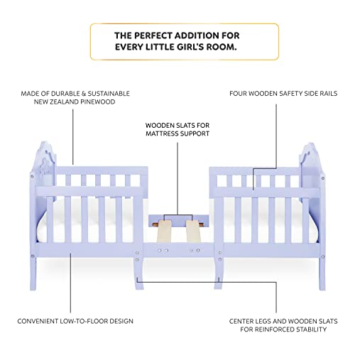SweetPea Baby Rose 3-in-1 Convertible Toddler Bed in Lavender, Greenguard Gold Certified, JPMA Certified, Safety Rails, Made of Sustainable New Zealand Pinewood